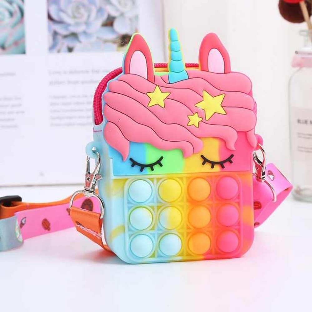 Stress Release Pop Coin Purse Unicorn Pop Purse for Girls Beach Mini Pop Fidget